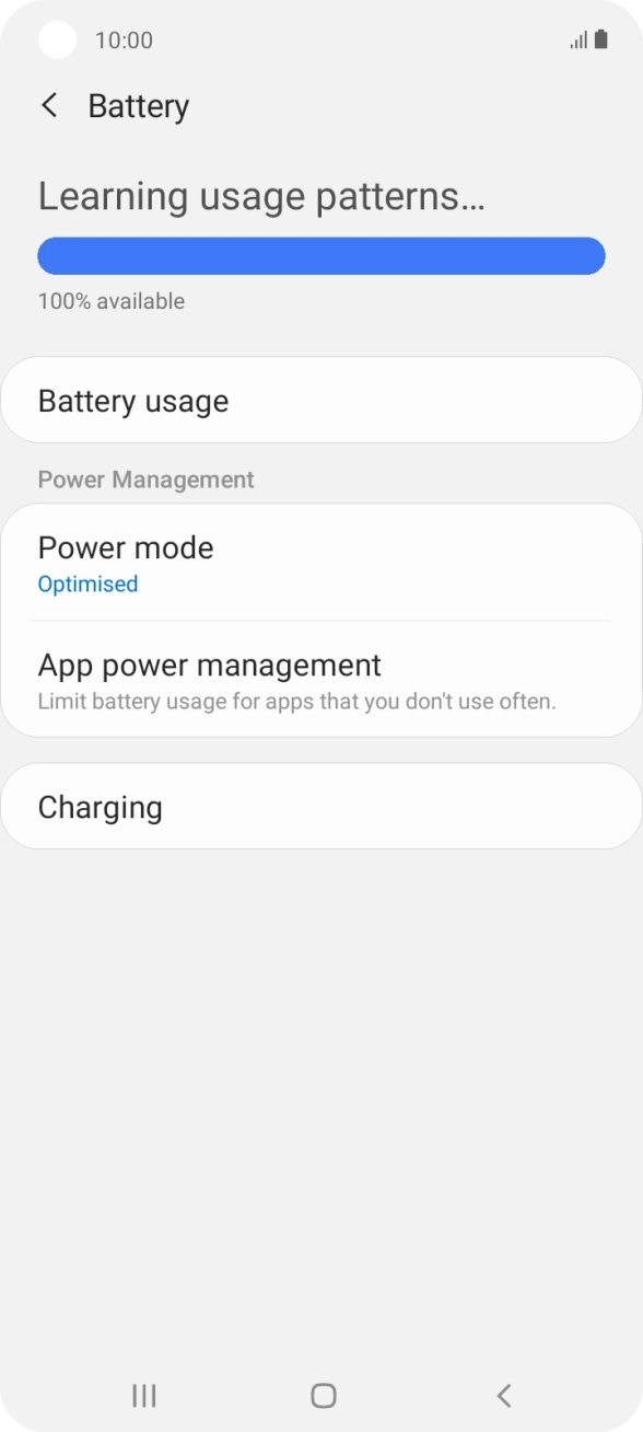 Press Power mode. Press Power mode.