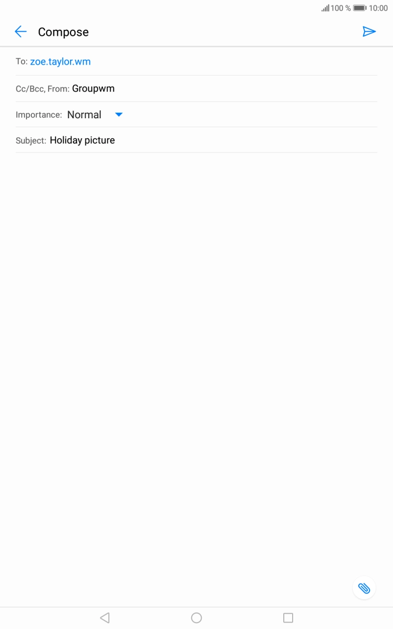 Press the text input field and write the text for your email.