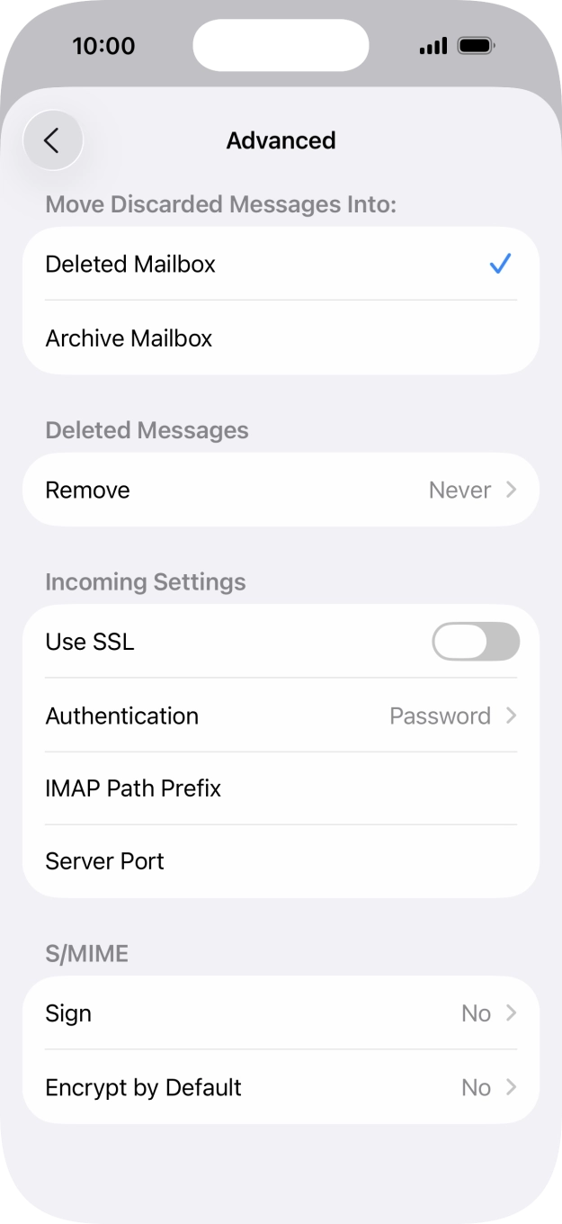 Press the indicator next to 'Use SSL' to turn on the function.