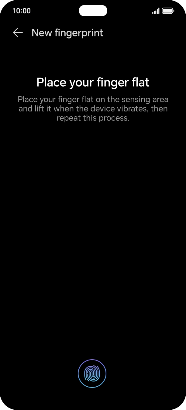 Follow the instructions on the screen to create the lock code using your fingerprint. Follow the instructions on the screen to create the lock code using your fingerprint.