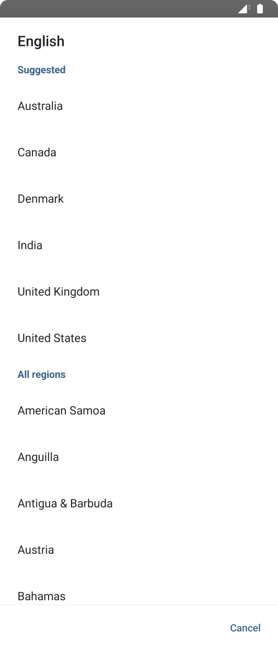 Press the required country.