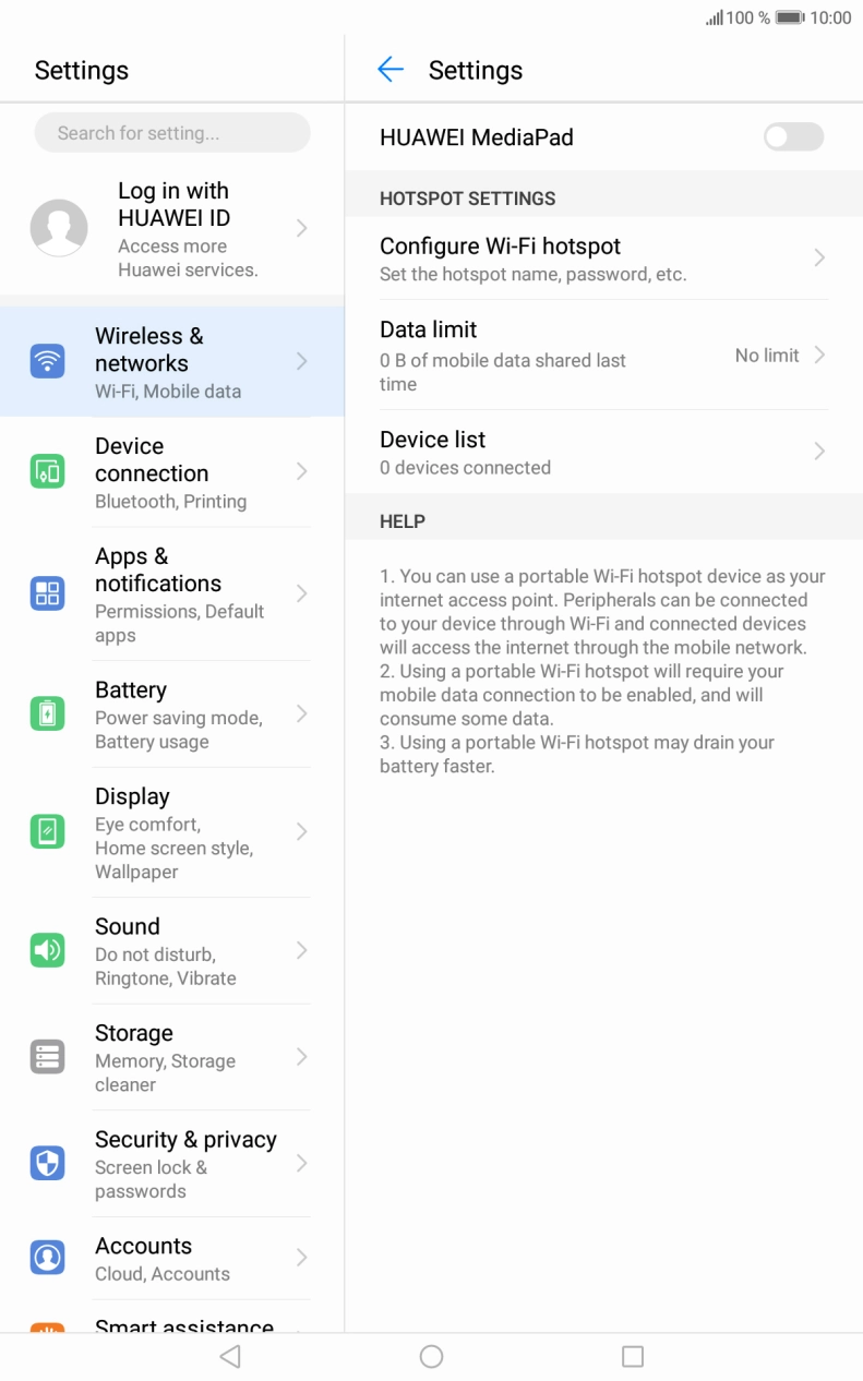 Press Configure Wi-Fi hotspot.