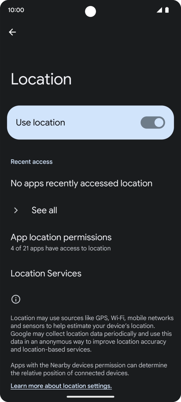 Press App location permissions. Press App location permissions.