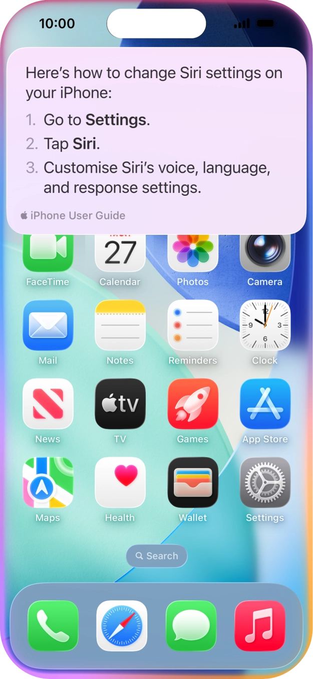 Ask questions about functions and settings on your phone. Ask questions about functions and settings on your phone.