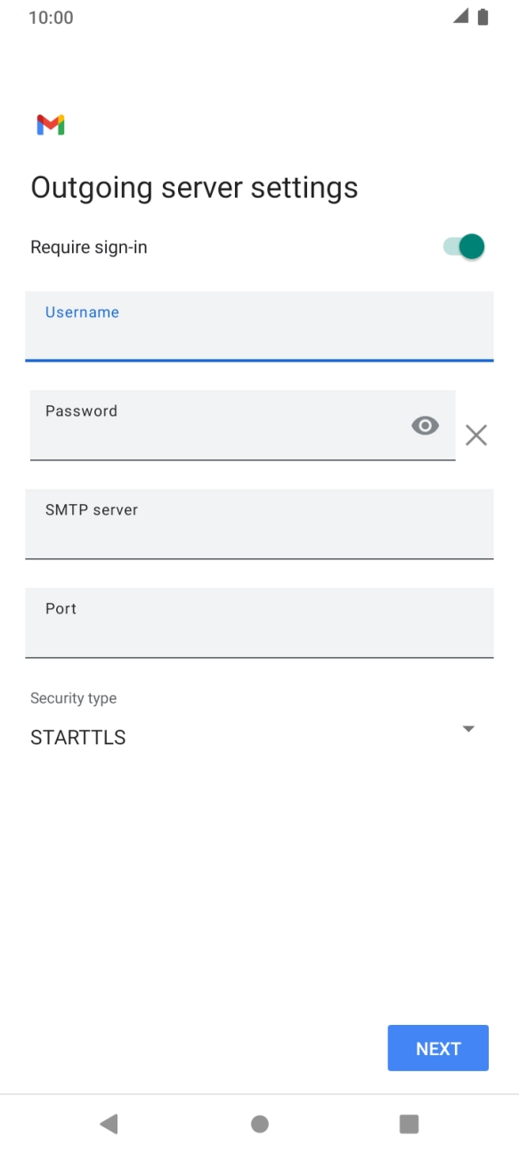 Press the field below 'Password' and key in the password of your email provider's outgoing server.