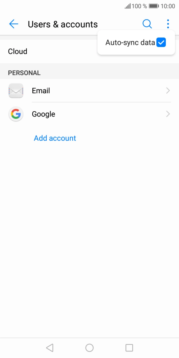 Press Auto-sync data to turn the function on or off. Press Auto-sync data to turn the function on or off.