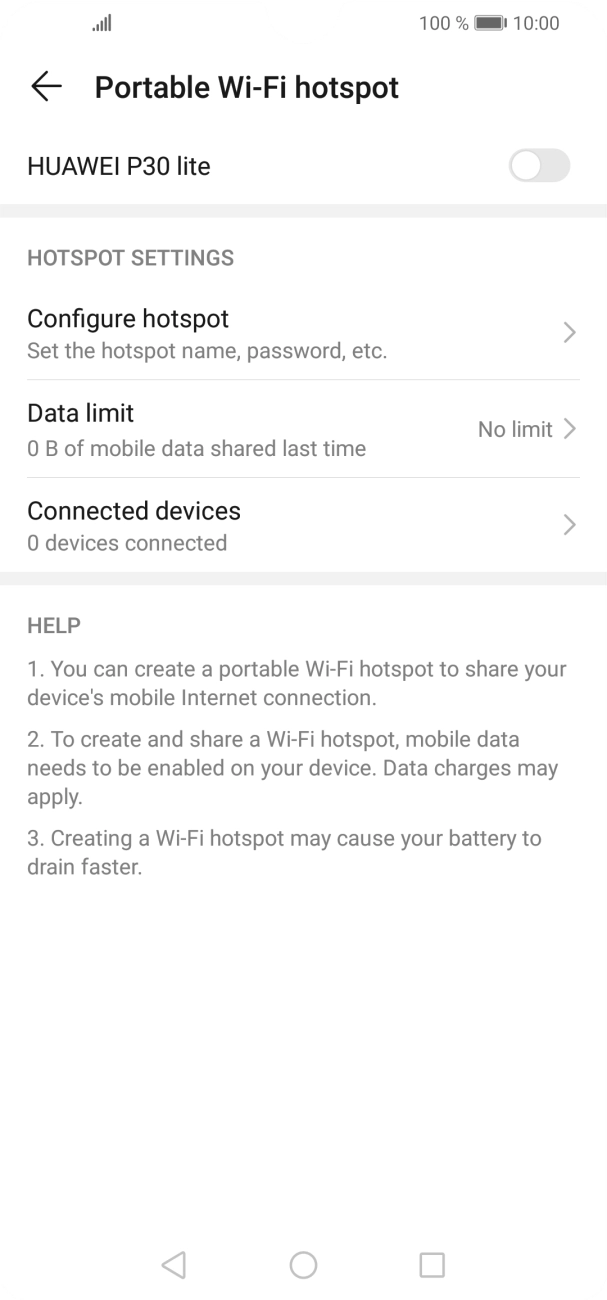 Press Configure hotspot.