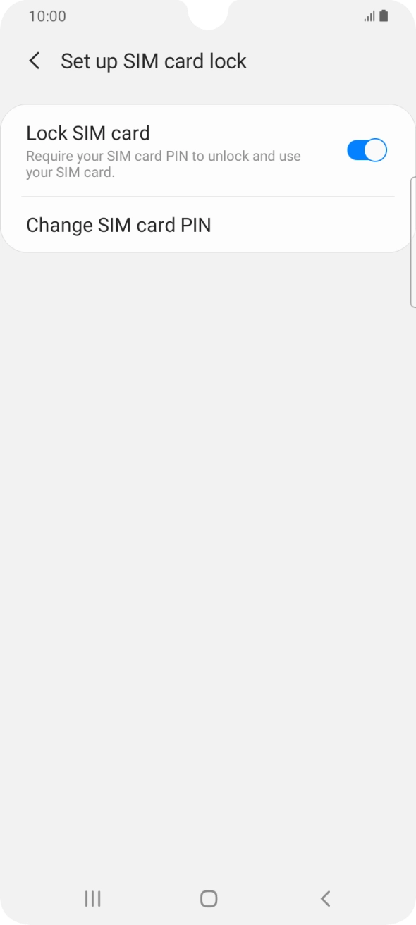Press the indicator next to 'Lock SIM card' to turn the function on or off.