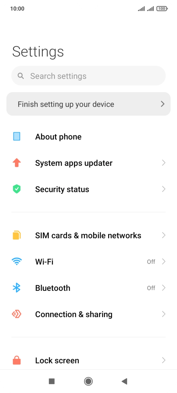 Press SIM cards & mobile networks.
