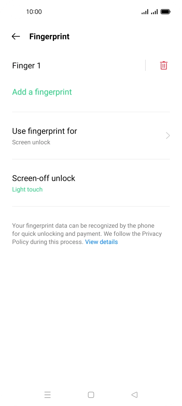 Press the delete icon next to the required fingerprints. Press the delete icon next to the required fingerprints.