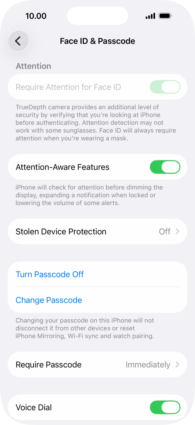 Press Turn Passcode Off and key in the lock code.