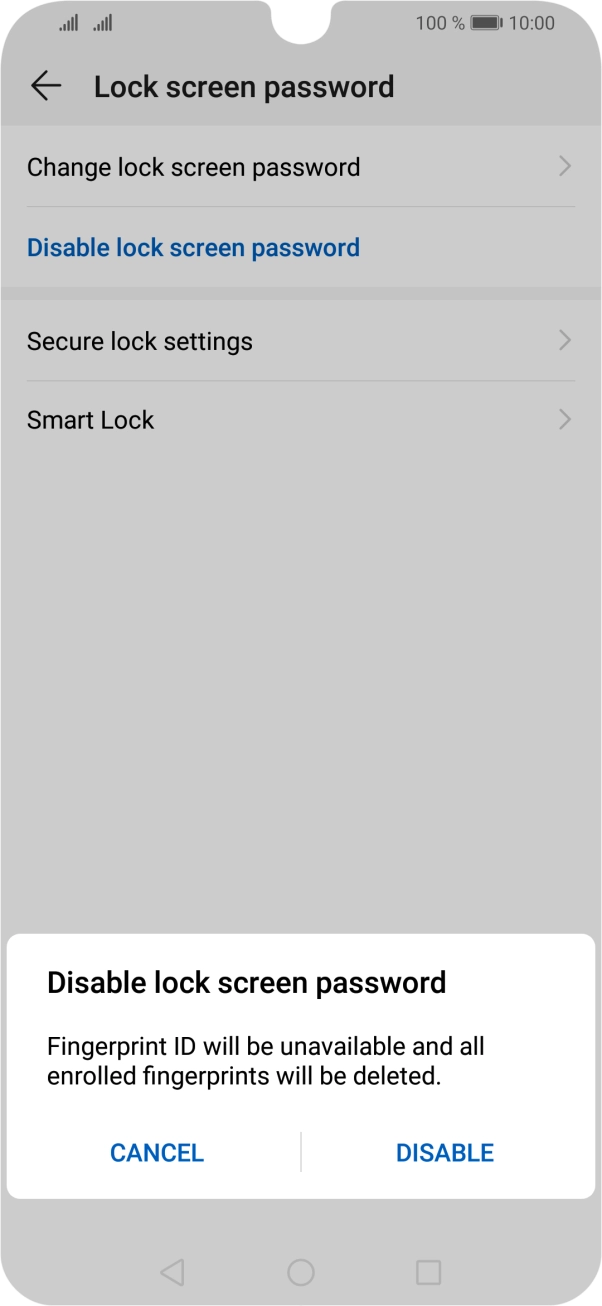 Key in the current phone lock code and press DISABLE. Key in the current phone lock code and press DISABLE.