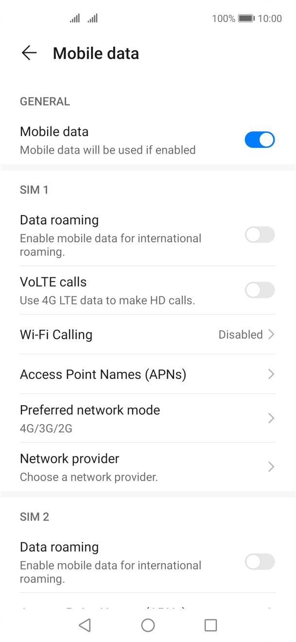 Press Network provider below the required SIM. Press Network provider below the required SIM.