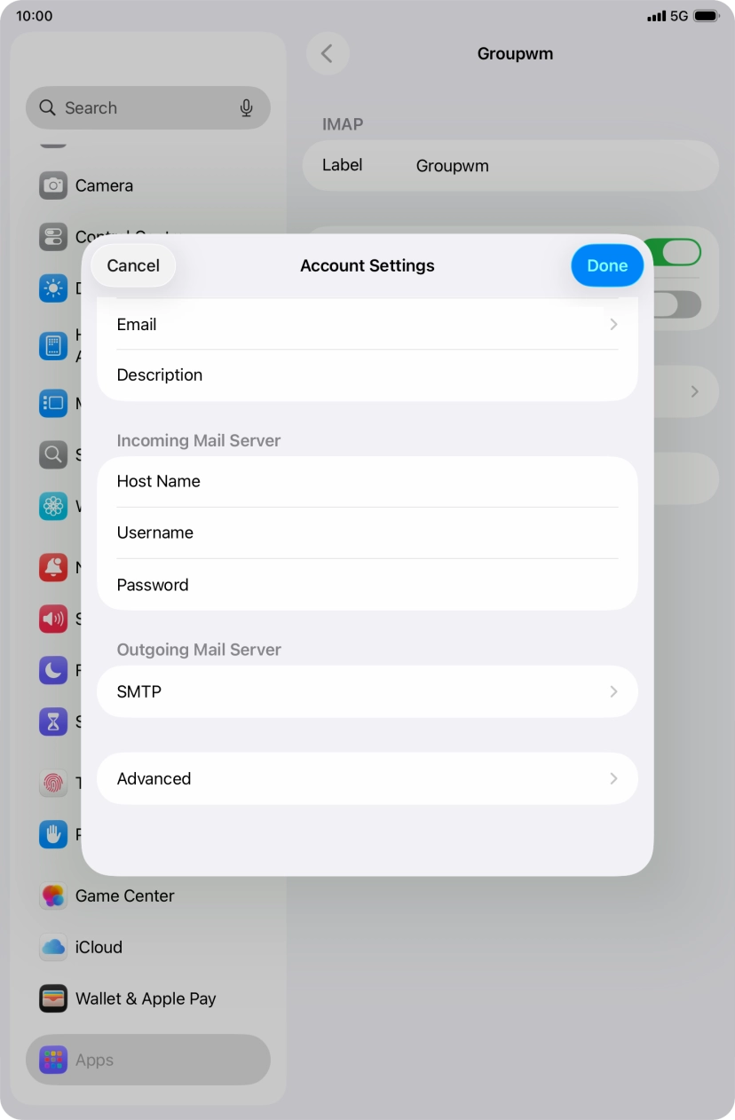 Press SMTP.