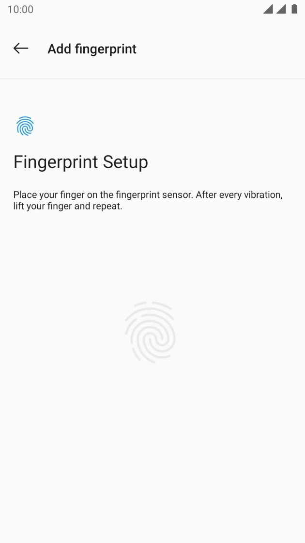 Follow the instructions on the screen to create the phone lock code using your fingerprint. Follow the instructions on the screen to create the phone lock code using your fingerprint.
