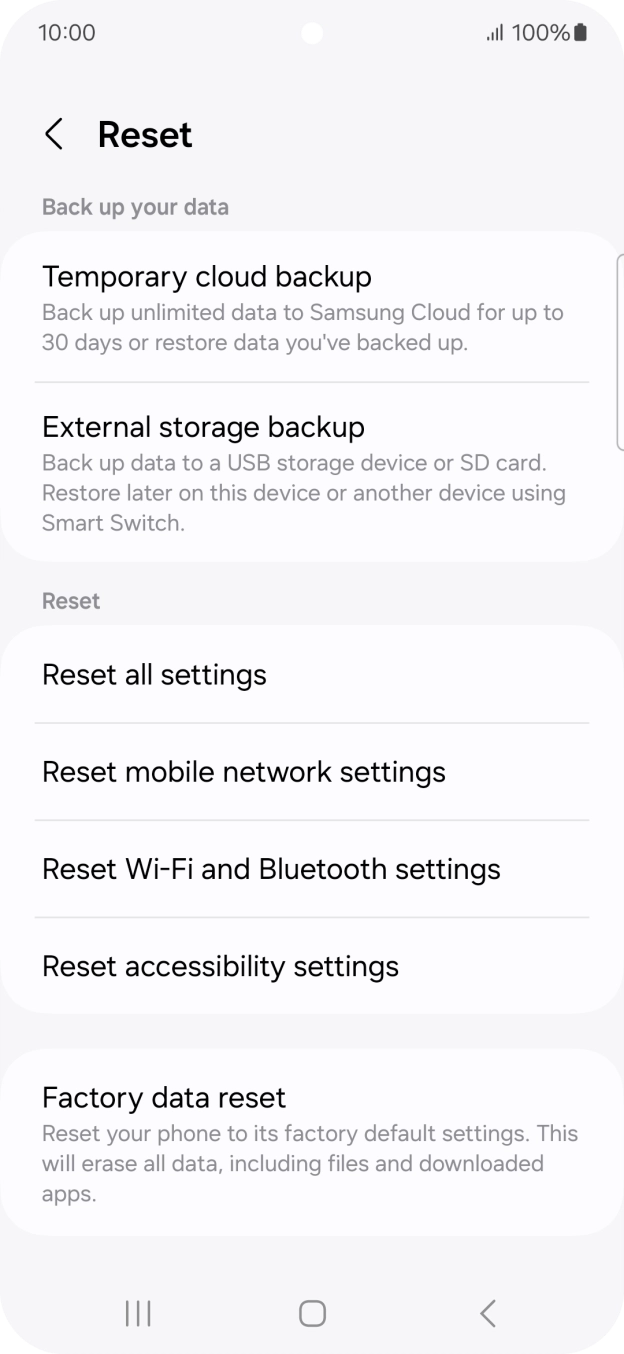 Press Factory data reset.
