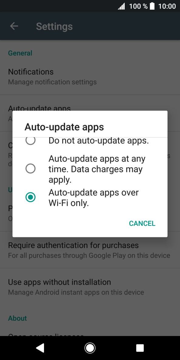 To turn on automatic update of apps using mobile network, press Auto-update apps at any time. Data charges may apply.. To turn on automatic update of apps using mobile network, press Auto-update apps at any time. Data charges may apply..
