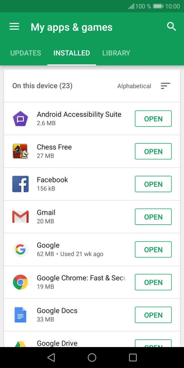 Press the required app.