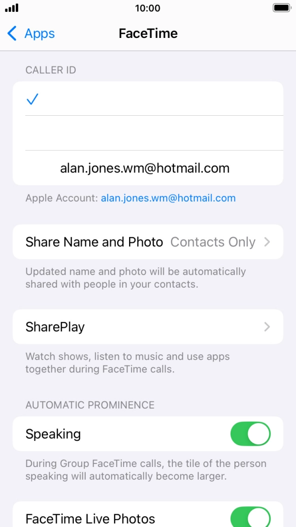 Press the required setting below 'CALLER ID'.