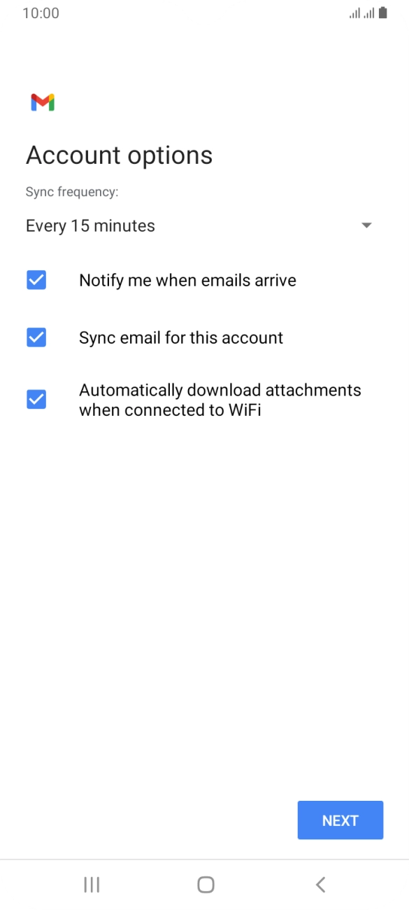 If this screen is displayed, you email account has been recognised and set up automatically. Follow the instructions on the screen to key in more information and finish setting up your phone. If this screen is displayed, you email account has been recognised and set up automatically. Follow the instructions on the screen to key in more information and finish setting up your phone.