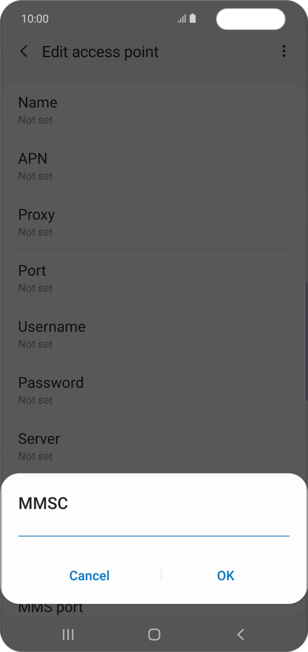 Key in http://mmsc.mms.o2.co.uk:8002 and press OK. Key in http://mmsc.mms.o2.co.uk:8002 and press OK.