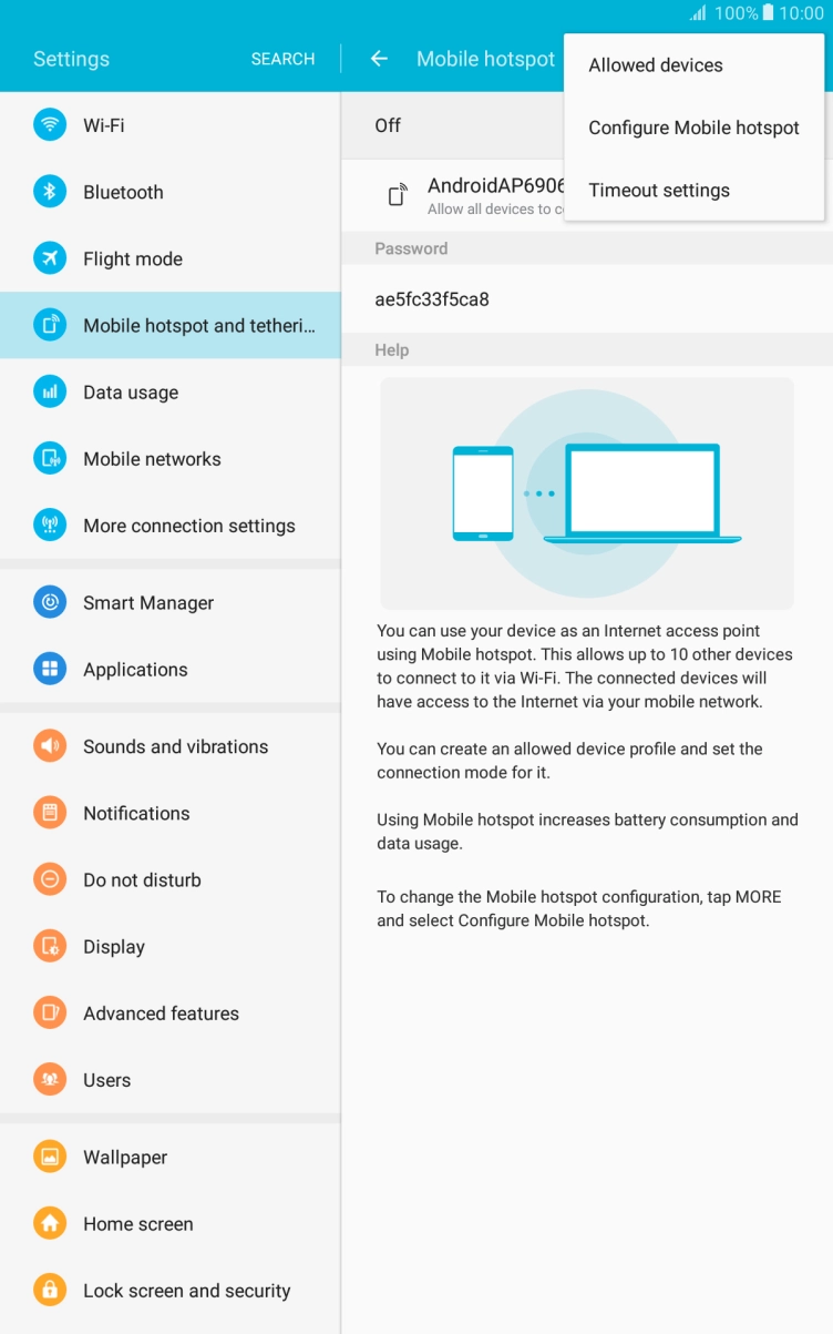 Press Configure Mobile hotspot. Press Configure Mobile hotspot.