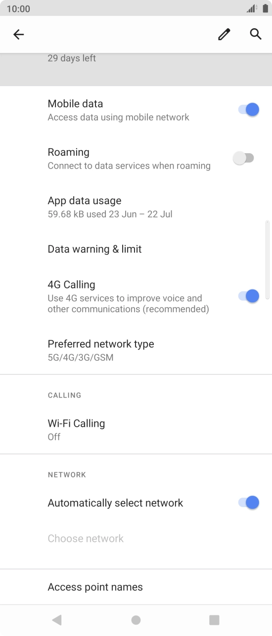 Press the indicator next to 'Automatically select network' to turn off the function and wait while your phone searches for networks.