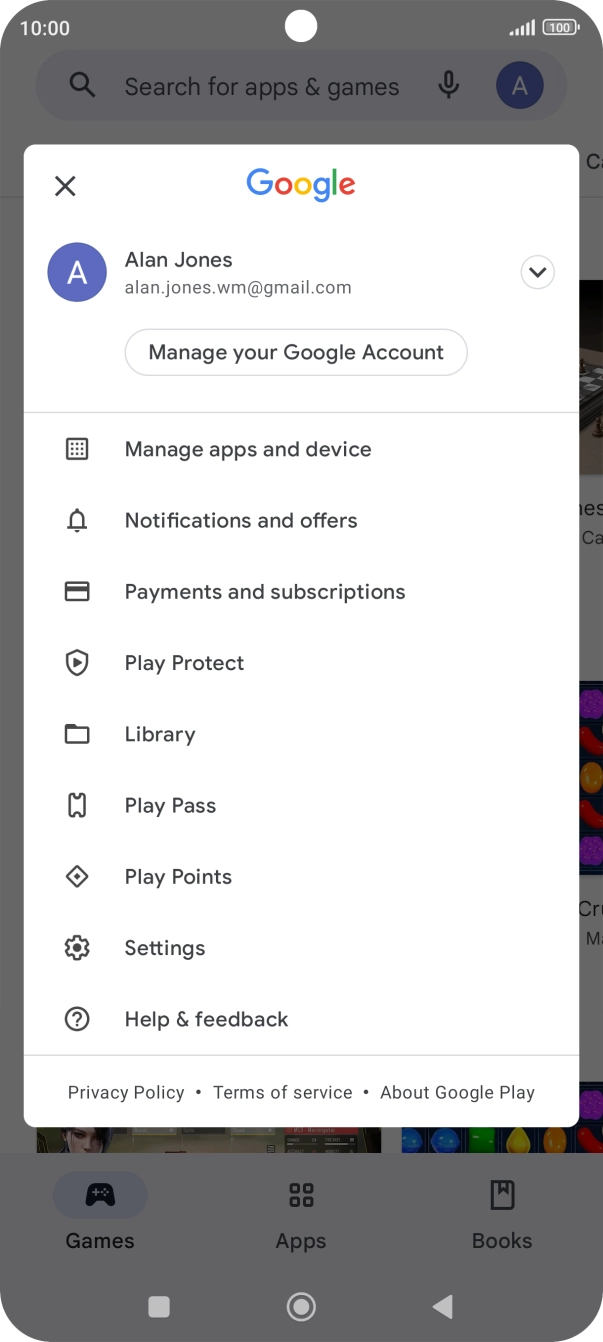 Press Manage apps and device.