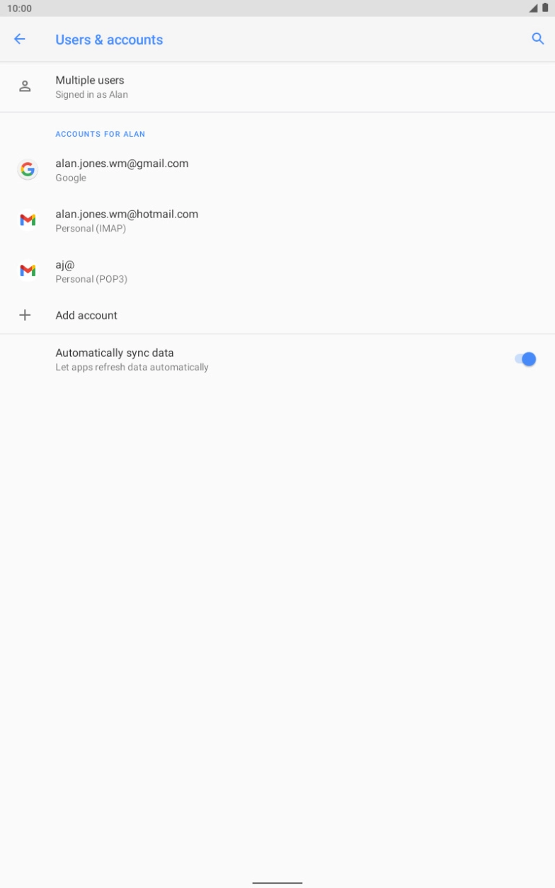 Press the indicator next to 'Automatically sync data' to turn the function on or off. Press the indicator next to 'Automatically sync data' to turn the function on or off.