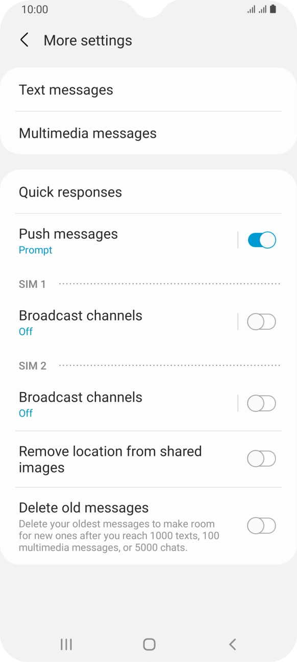 Press Text messages.