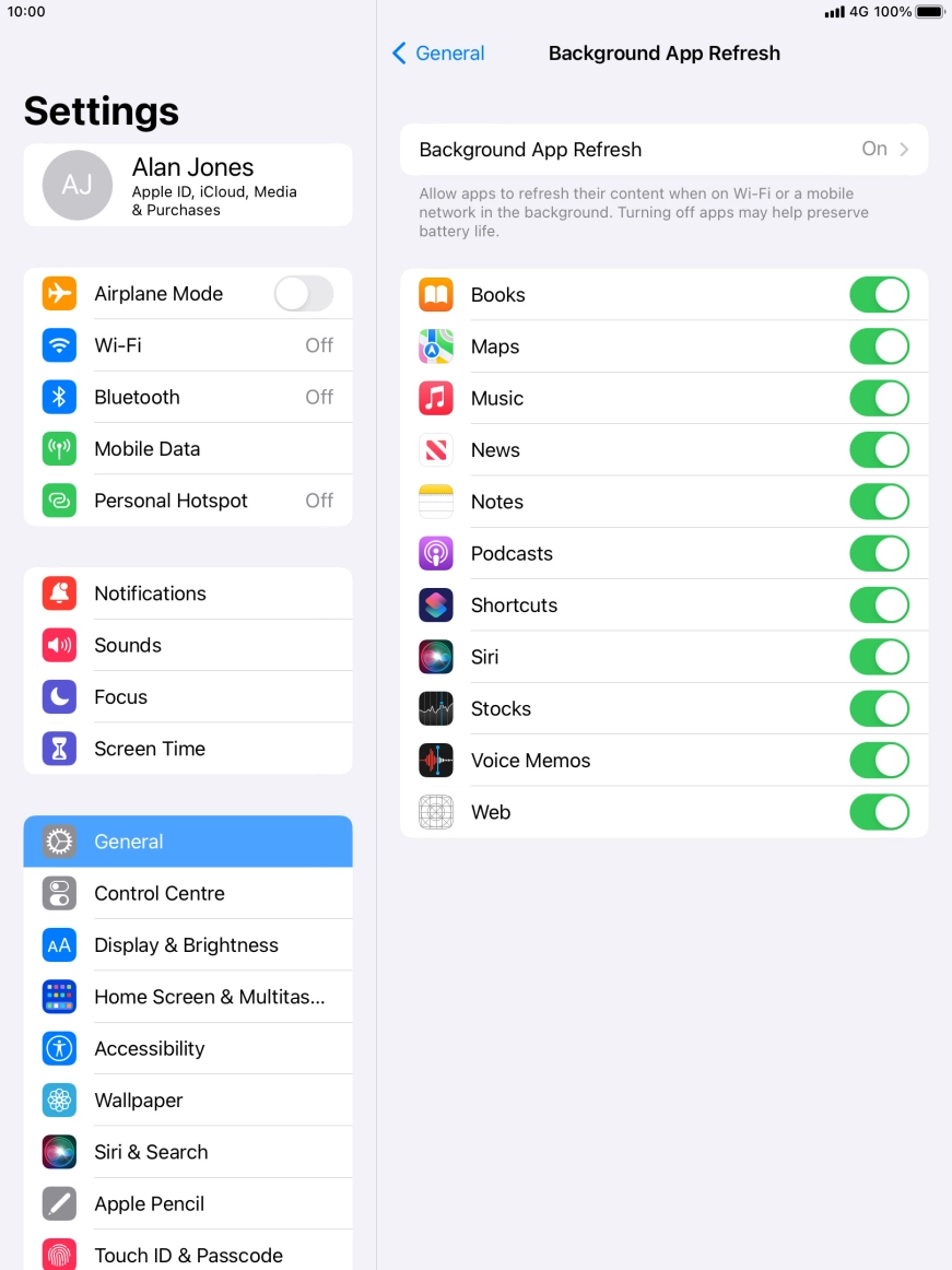 Press Background App Refresh.