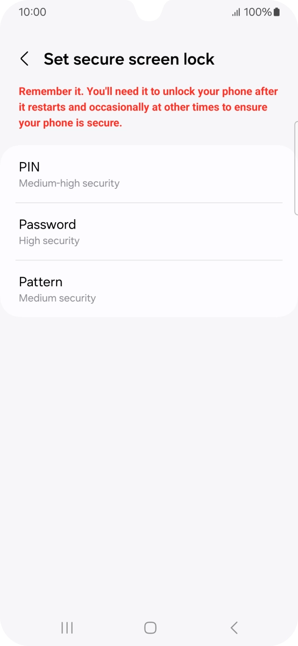 Press the required phone lock code and follow the instructions on the screen to create an additional phone lock code.