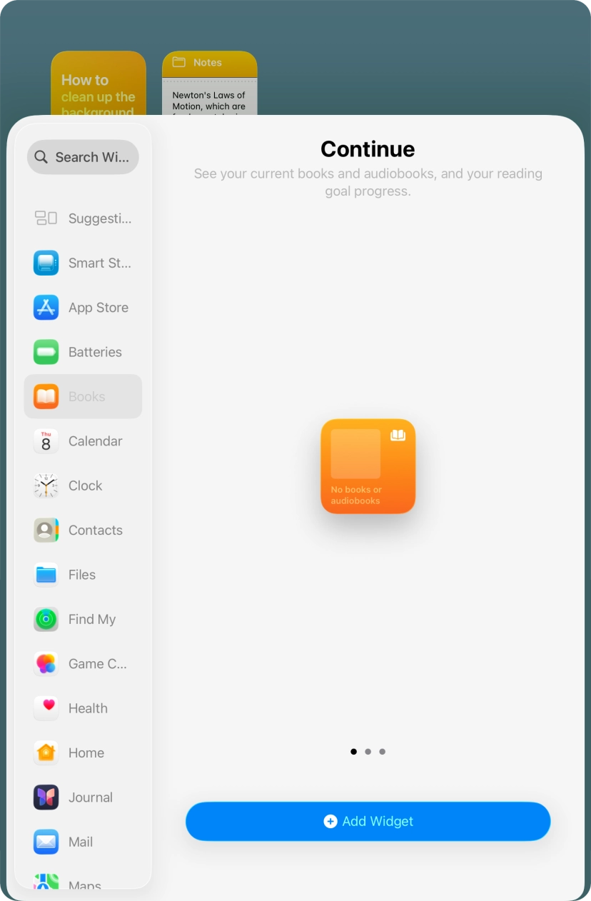 Slide your finger right or left on the screen to select the required widget size. Slide your finger right or left on the screen to select the required widget size.