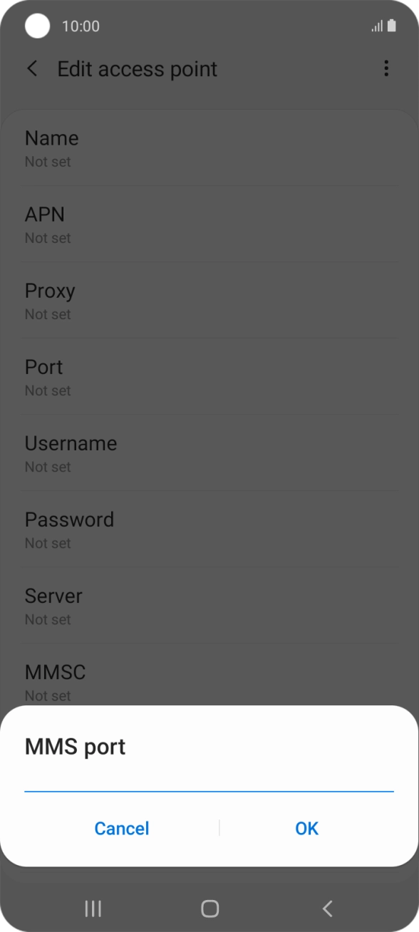 Key in 8080 and press OK.