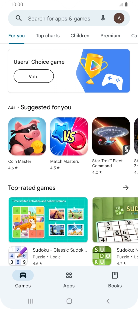 Press the search field.