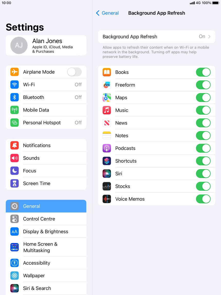 Press Background App Refresh. Press Background App Refresh.