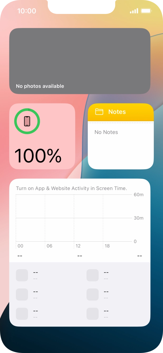 Slide your finger up or down on the screen to see more widgets. Slide your finger up or down on the screen to see more widgets.