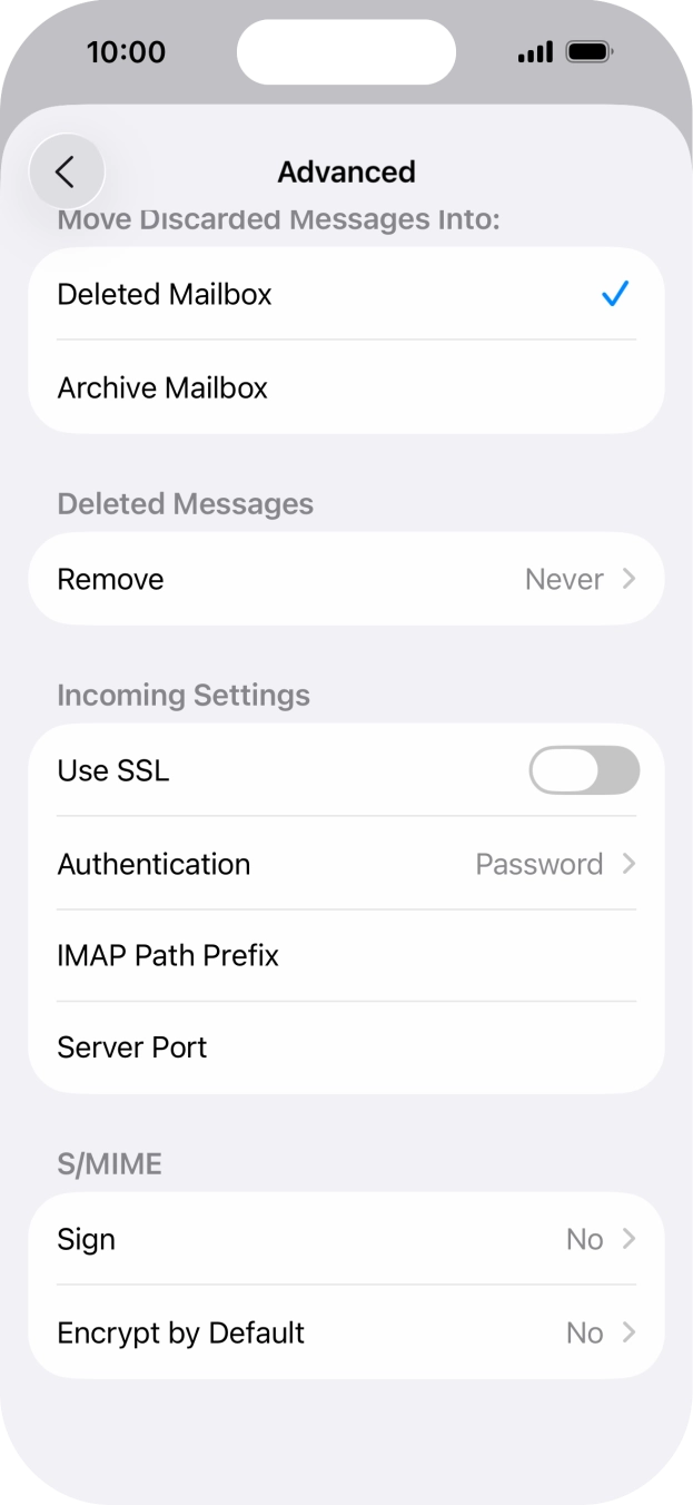 Press the indicator next to 'Use SSL' to turn on the function.