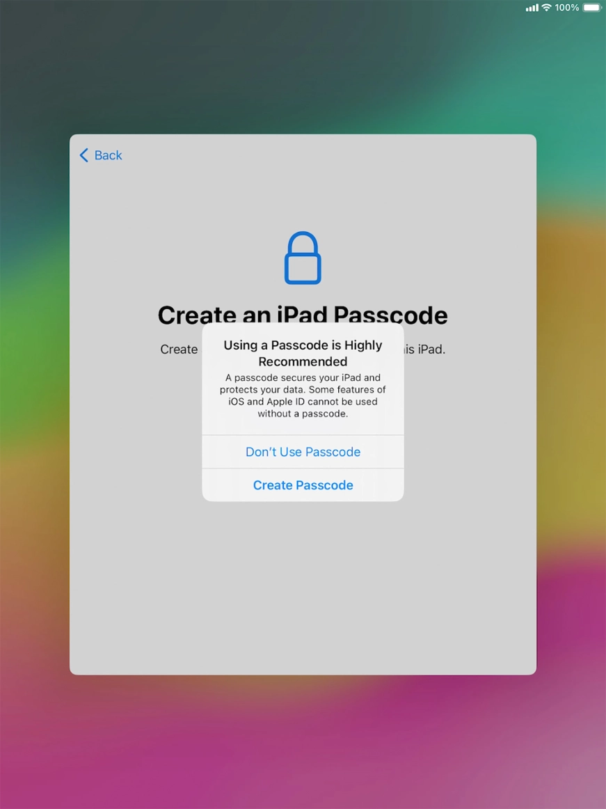 If you turn off the function, press Don't Use Passcode. If you turn off the function, press Don't Use Passcode.