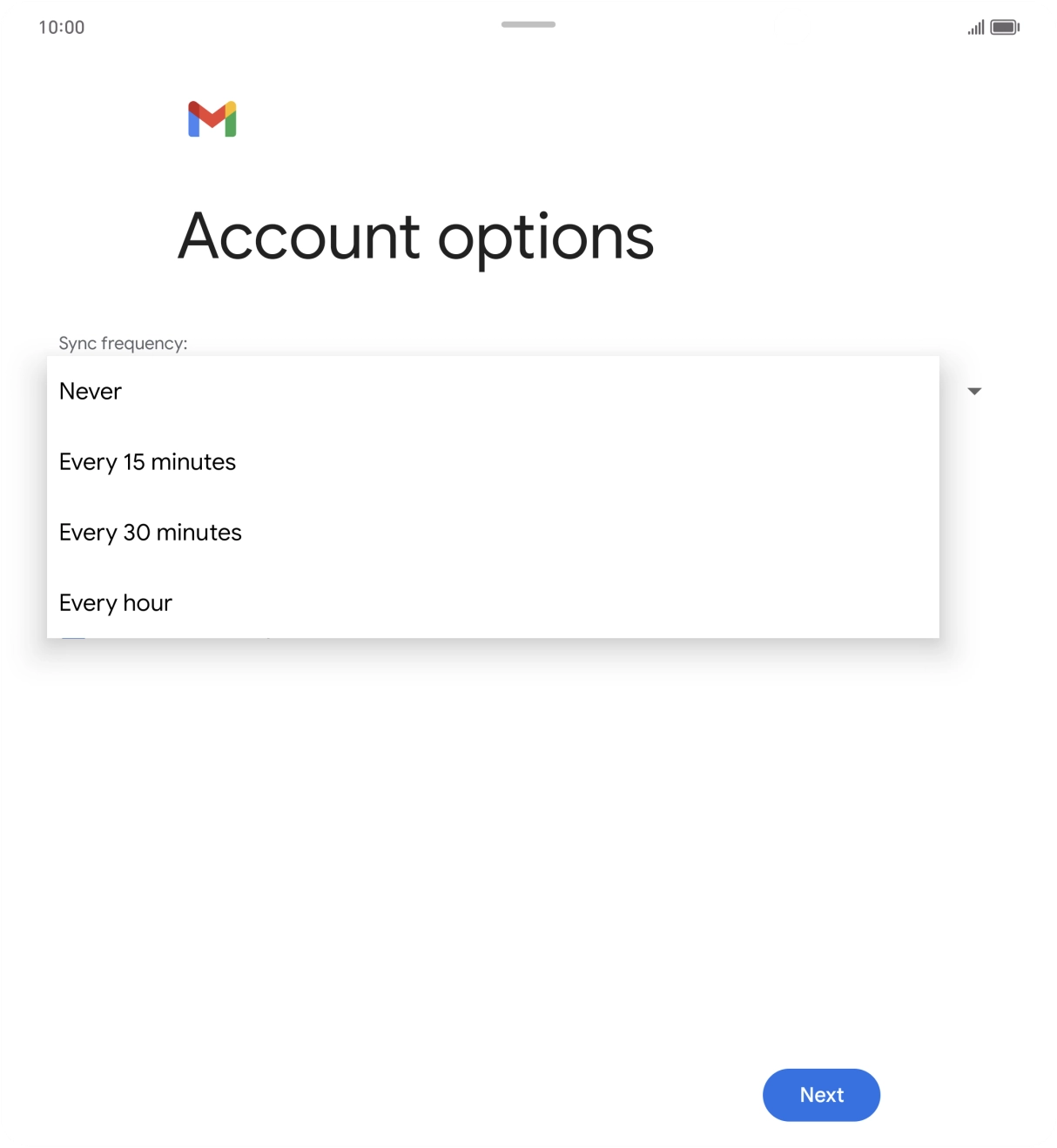 Press the required setting.
