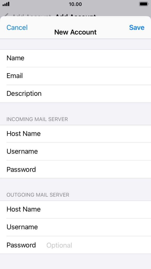 Press Password and key in the password for your email account. Press Password and key in the password for your email account.