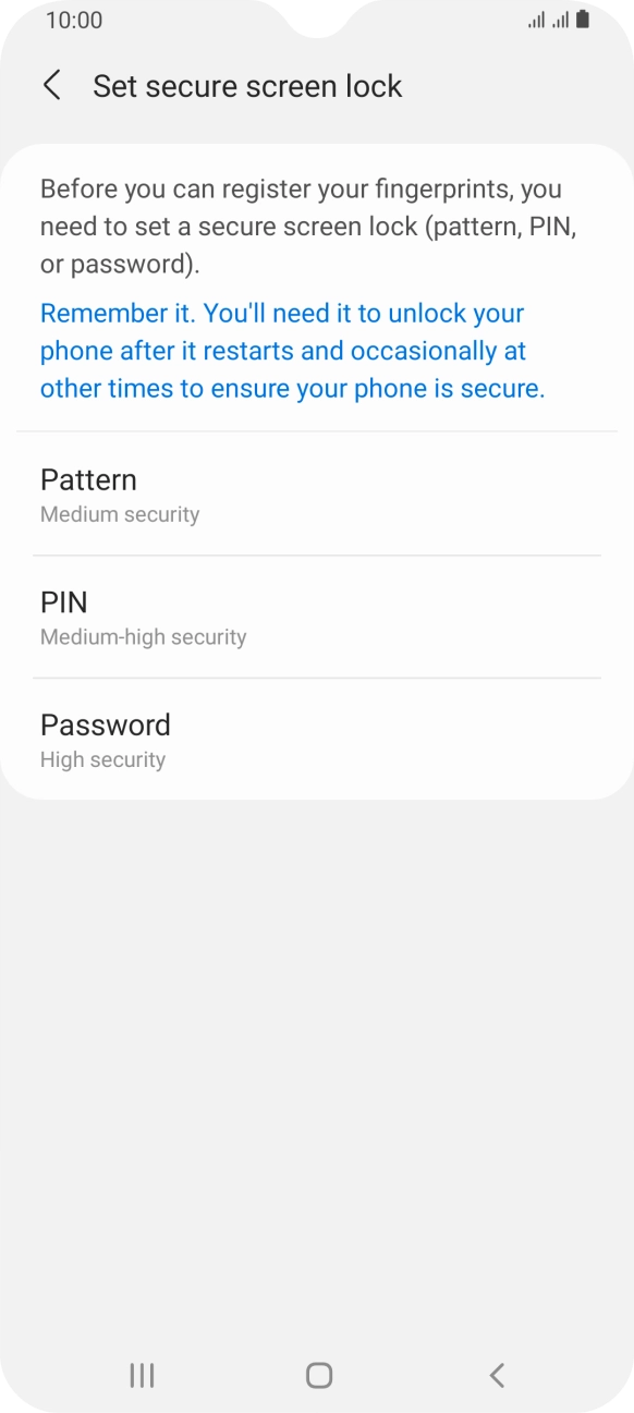 Press the required phone lock code and follow the instructions on the screen to create an additional phone lock code.