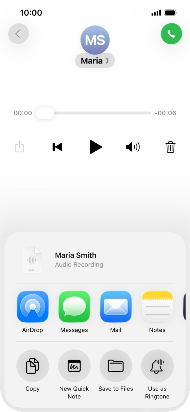Press the required setting and follow the instructions on the screen to share or save the message. Press the required setting and follow the instructions on the screen to share or save the message.
