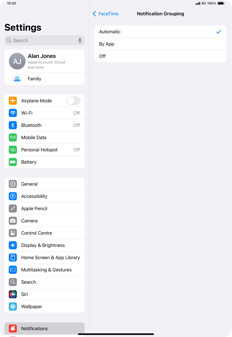 Press the required setting. Press the required setting.