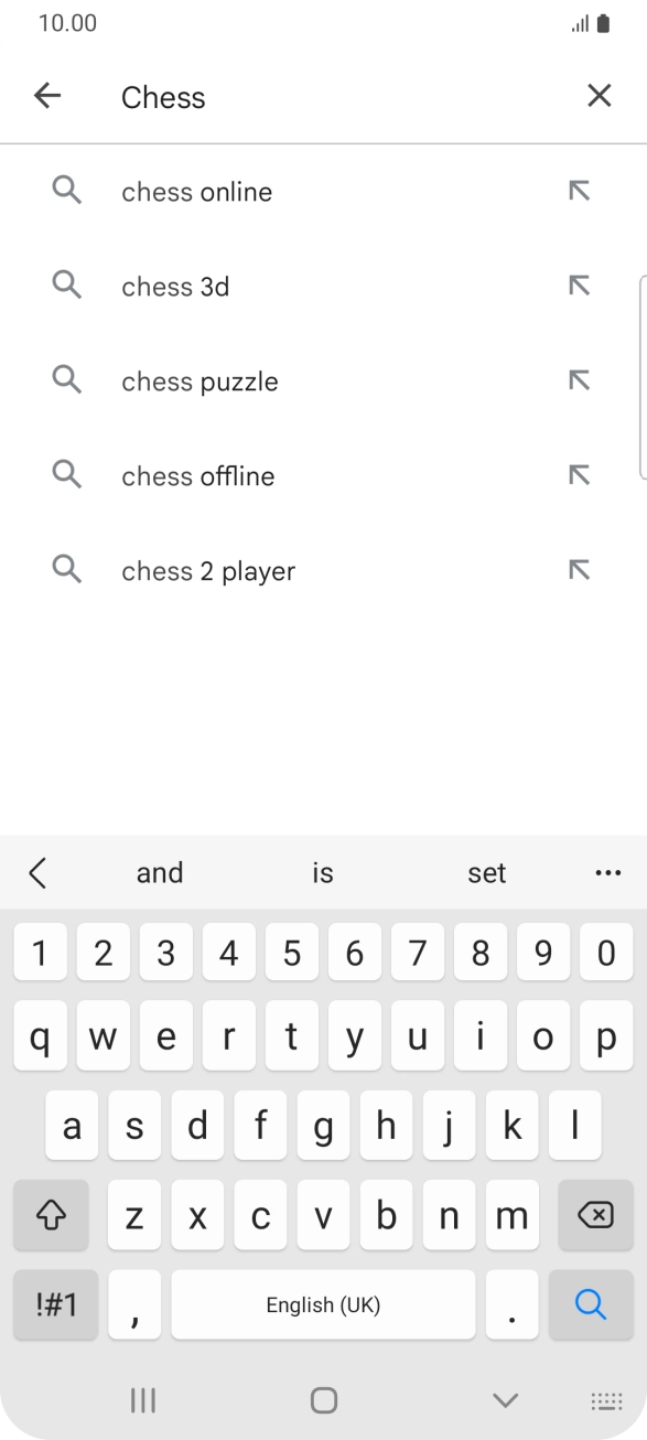 Key in the name or subject of the required app and press the search icon.