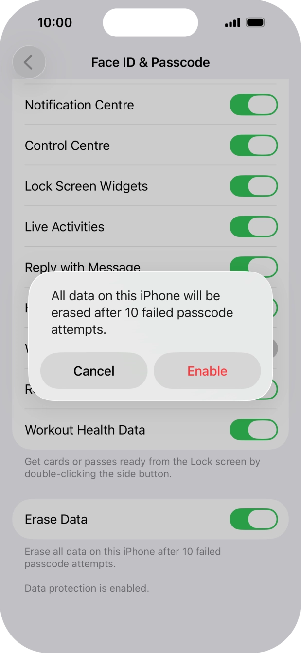 If you turn on the function, press Enable. If you turn on the function, press Enable.