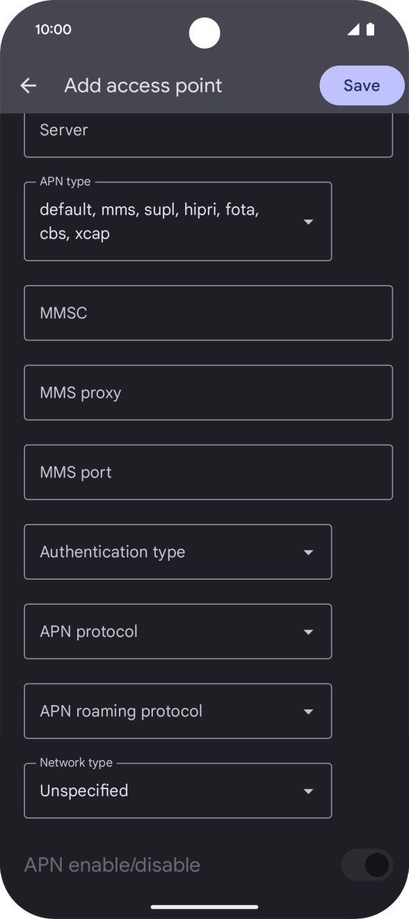 Press the drop down list next to 'Authentication type'. Press the drop down list next to 'Authentication type'.