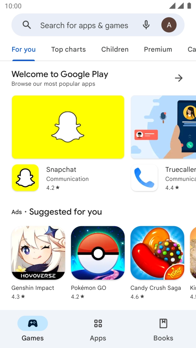Press the search field.