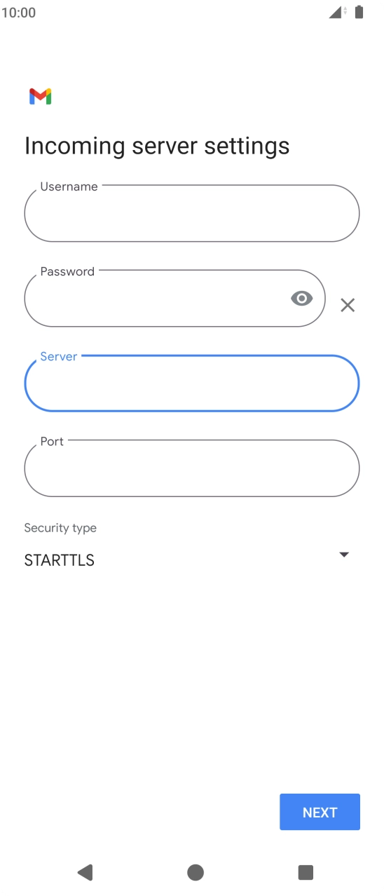 Press the field below 'Port' and key in 993. Press the field below 'Port' and key in 993.