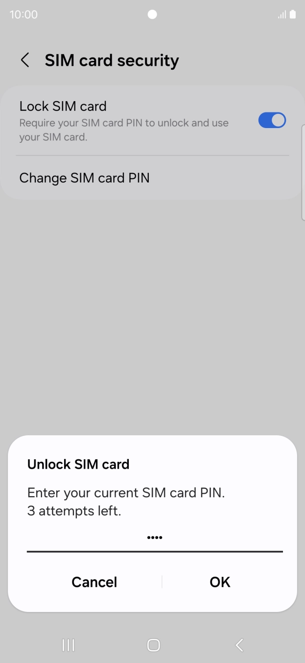 Key in your SIM PIN and press OK. The default SIM PIN is 0000.